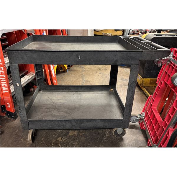 Heavy Duty Plastic 2-Tier Utility Cart 45" x 26" x 33"H