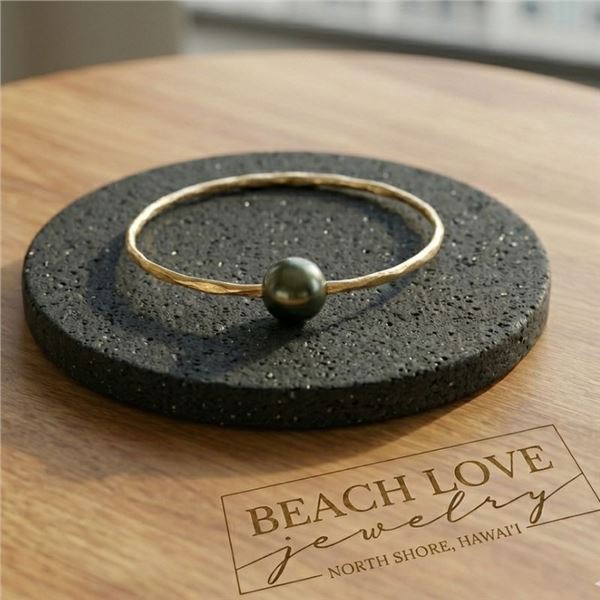 Gold Tahitian Pearl Bangle Size 8