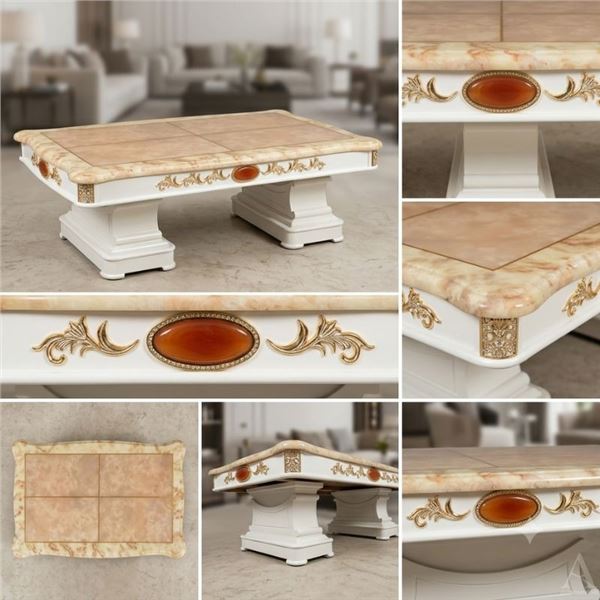 Marble Top Coffee Table 62" x 36" x 19"