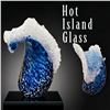 Image 1 : Deep Blue Cresting Wave Glass Art 6.5" x 5"