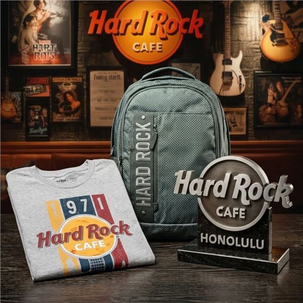 $50 Gift Certificate for Hard Rock Cafe, Backpack, Shirt & Magnet