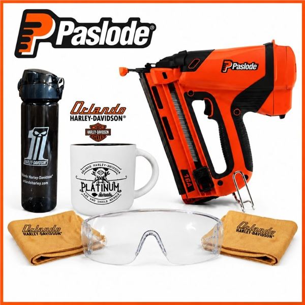 Finish Nailer with Battery/Charger, Safety Glasses, Harley Davidson Merch and Case
