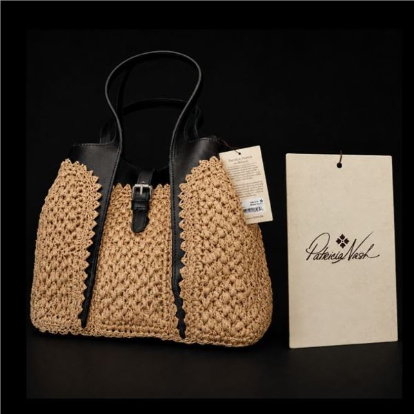 Specialty Christiana Natural Black Woven Satchel Purse