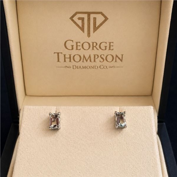 Pair Sterling Silver Aquamarine Earrings