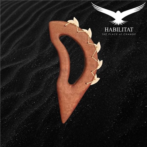 Handcrafted Wood Knuckle Duster with Faux Shark Teeth 7.5"
