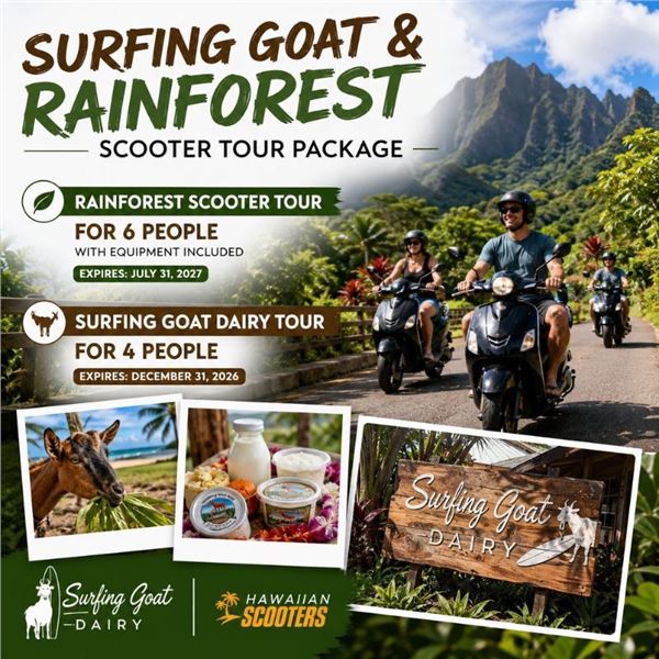 Surfing Goat & Rainforest Scooter Tour Package