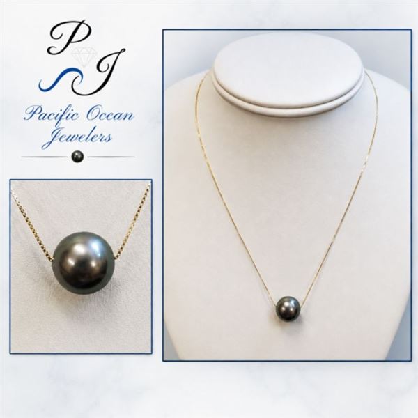 14k Gold Chain 18" with Black Pearl Pendant