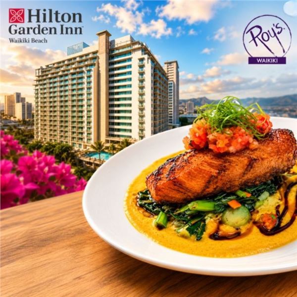 1-Night City View Stay at Hilton Garden Inn & $150 Dining at Roy's, Waikiki