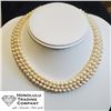 Image 1 : 10k White Gold Clasp, Three Strand Akoya Pearl Necklace