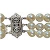 Image 3 : 10k White Gold Clasp, Three Strand Akoya Pearl Necklace