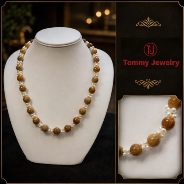 Jade & Pearl Necklace 21"