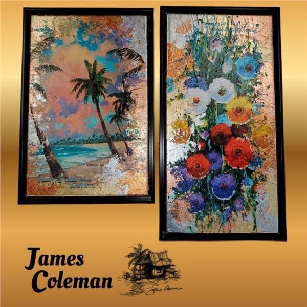 "Tropical Dreaming" 20" x 13"  &  "Poppy Burst" 24" x 12"  Canvas