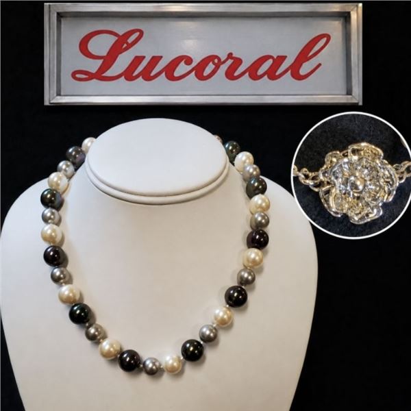 Black and White Pearl Necklace 18"