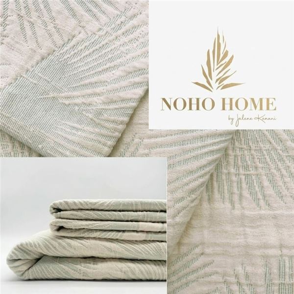 Queen Sized Loulu Green Coverlet Set