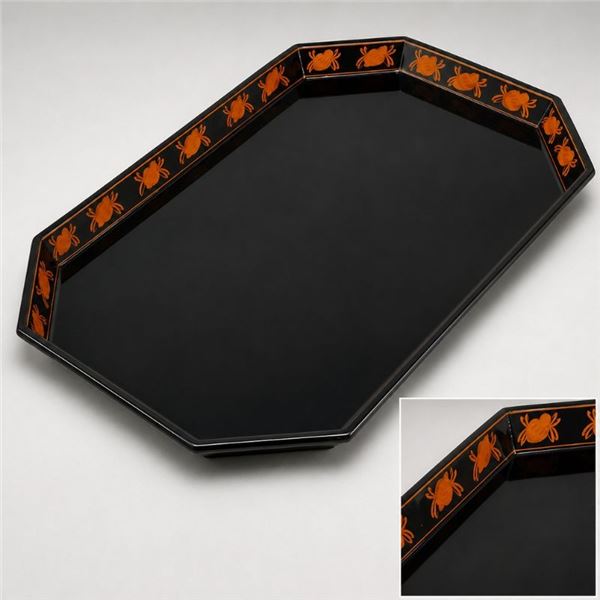 Handcrafted Lacquer Tray with Verdigris Bronze Wine Vessel