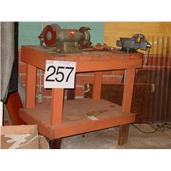 WORK BENCH W/GRINDER & VISE