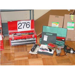 2 SMALLER TOOL BOXES & TOOLS (X5)