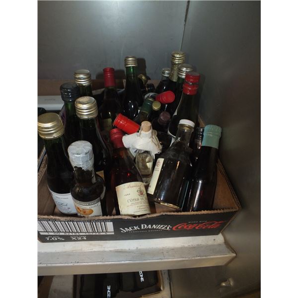 Box Of assorted Small Bottles Of Liquor