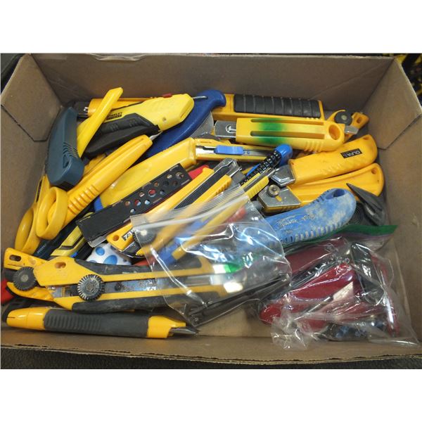 Box Of Utility Knives & Swiss Army Knives
