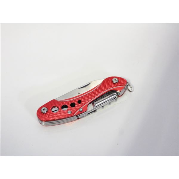 RED MULTITOOL FOLDING POCKET KNIFE