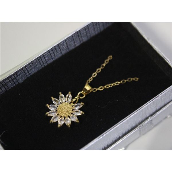 CRYSTAL SUNFLOWER GP NECKLACE
