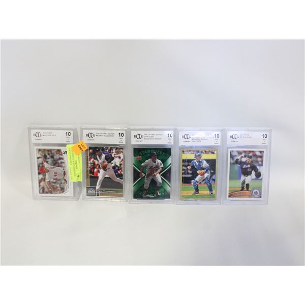 5 GRADED 10 BCCG BASEBALL TOPS/UPPERDECK