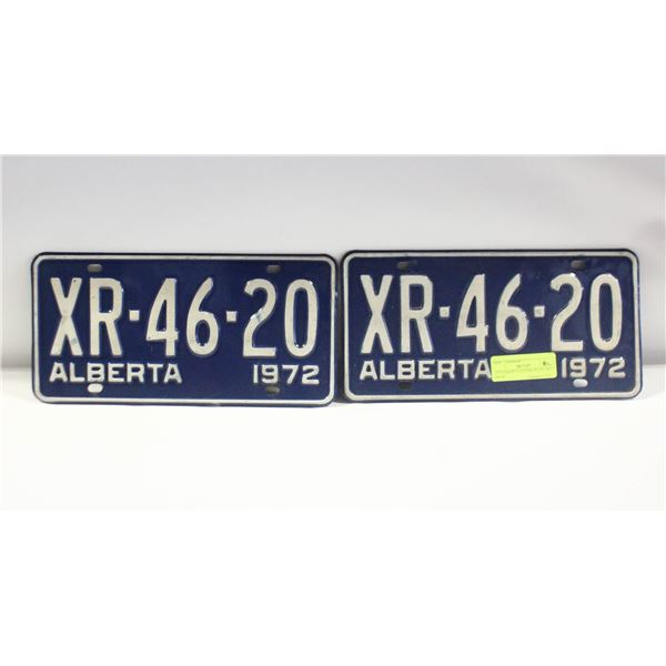 1972 ALBERTA LICENSE PLATE SET (46-20)
