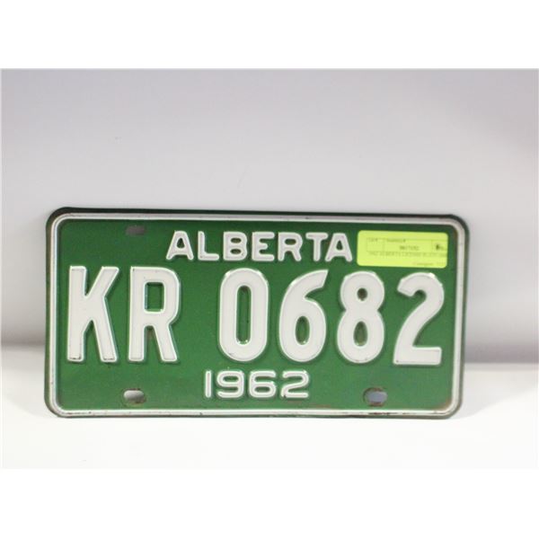 1962 ALBERTA LICENSE PLATE (0682)