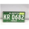 Image 1 : 1962 ALBERTA LICENSE PLATE (0682)