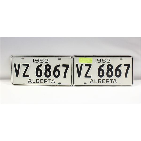 1963 ALBERTA LICENSE PLATE SET (6867)