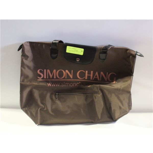 SIMON CHANG CANVAS/VINYL TOTE- 15" X 18"