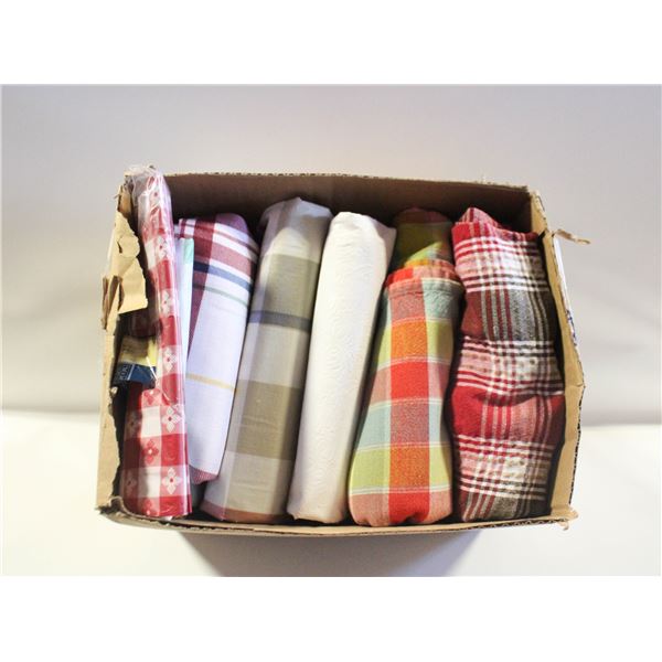 TABLE CLOTHS- BOX LOT ASSORTED