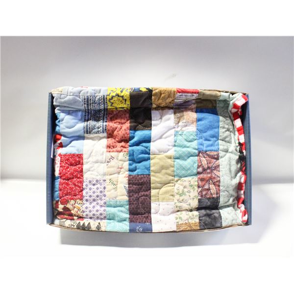 2 HOME-MADE QUILTS, MULTI-COLORS, 47"X35"