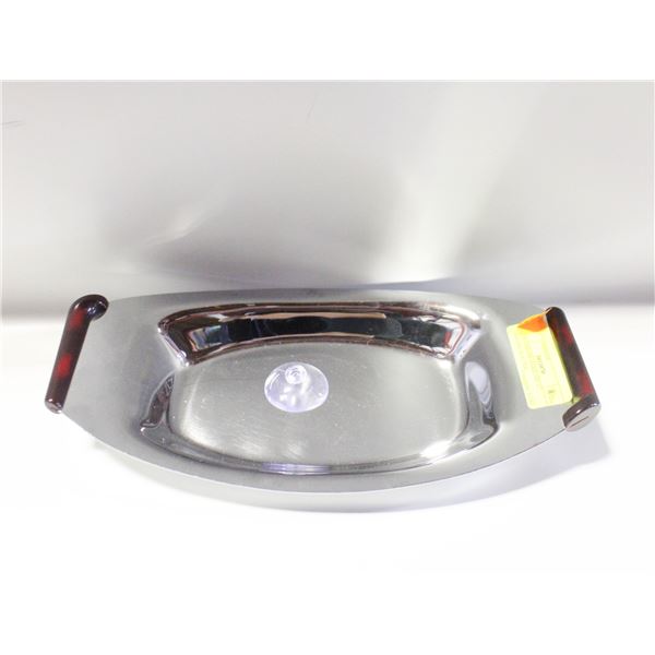 MCM CHROME/BAKELITE 12" SERVING PLATTER