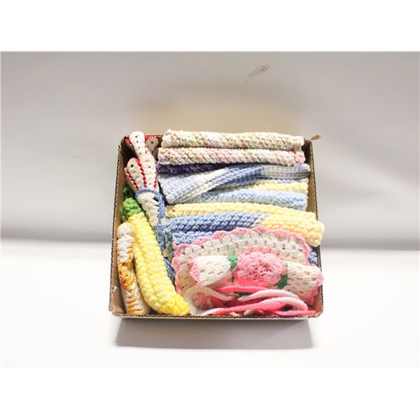 VINTAGE "GRANNY SQUARE" KNIT CLOTHS ASSORTED