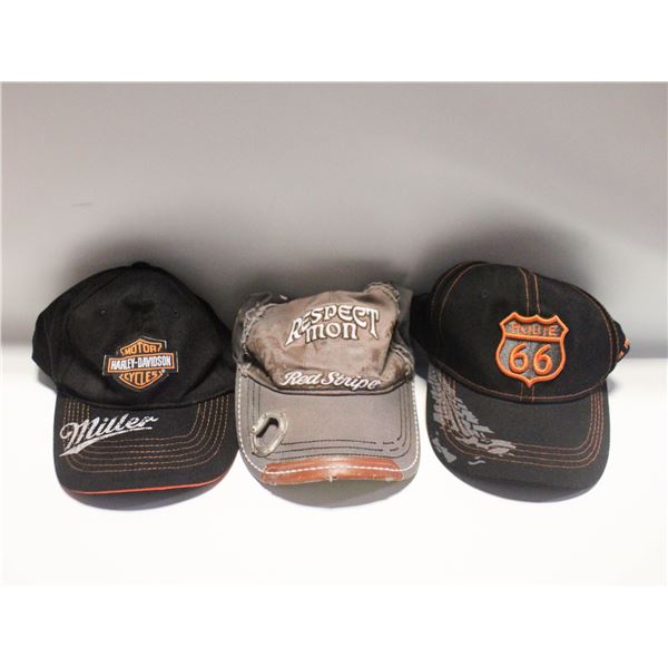 HARLEY DAVIDSON-RED STRIPE+ROUTE 66 MENS HATS