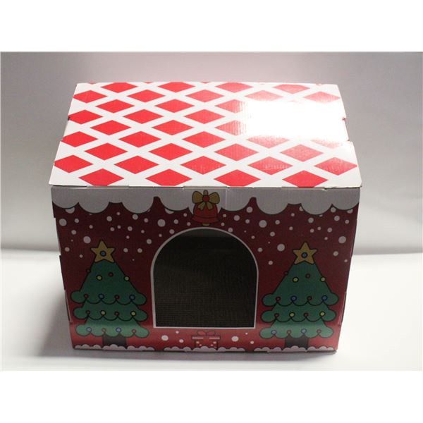 CARDBOARD CAT SCRATCH HOUSE- 16" X 16" X 13"