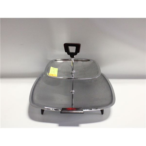 MCM CHROME/BAKELITE 12" 2 TIER TRAY