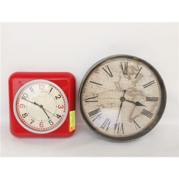 2 WALL CLOCK RED + WHITE
