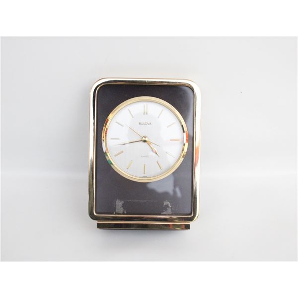 VINTAGE BRASS BULOVA QUARTZ CLOCK