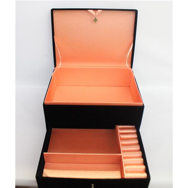 VELVET HARDSIDE JEWELLERY BOX- 11" X 6" X 8"