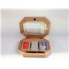 Image 1 : VINTAGE WOOD/BRASS PLAYING CARD BOX SET
