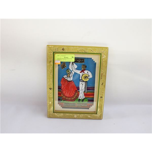 VINTAGE FRAMED PERUVIAN DANCERS- 10" X 8"