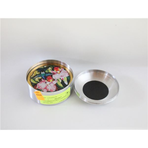 COLOMBIA FLORA COASTER SET IN METAL TIN