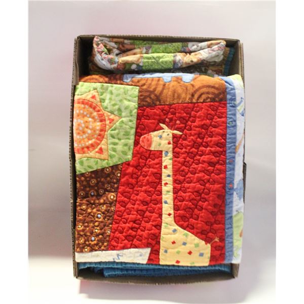 2 HAND-CRAFTED CHILD QUILTS, ASSORTED SIZES