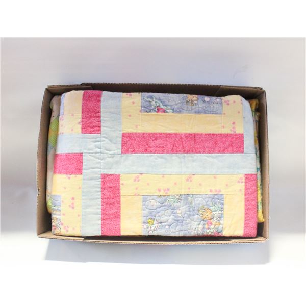 2 HAND-CRAFTED CHILD QUILTS, ASSORTED SIZES