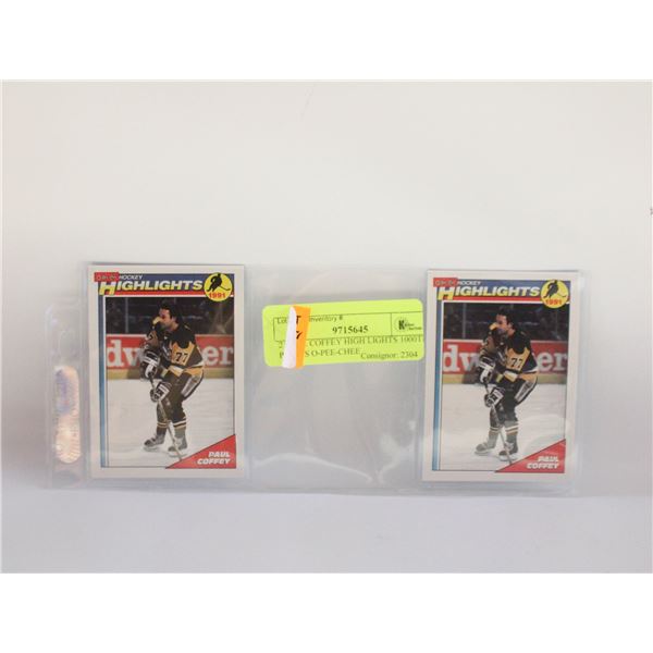 2 PAUL COFFEY HIGH LIGHTS 1000TH POINTS O-PEE-CHEE