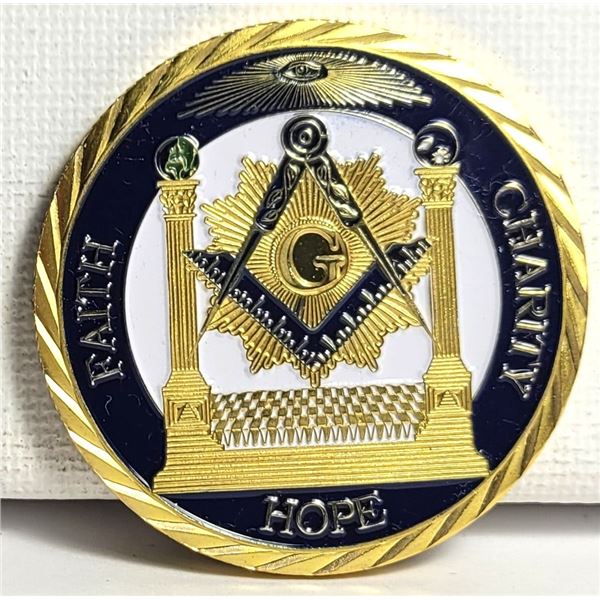 15)  GOLD TONE WITH WHITE, BLUE AND