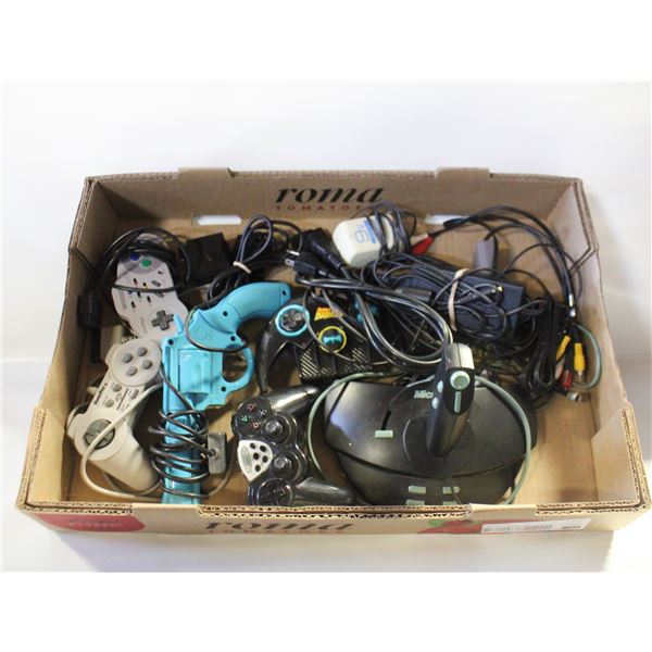 FLAT OF ASSORTED GAME CONTROLLERS &