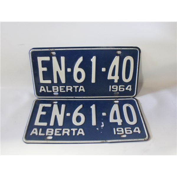 1964 PAIRED ALBERTA MATCHING LICENSE